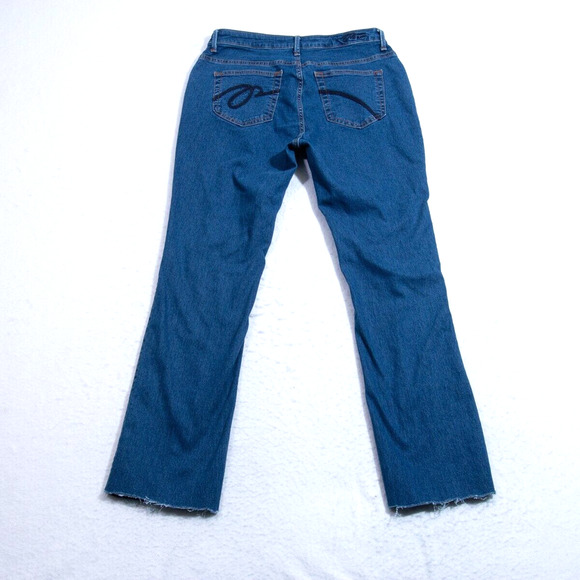 PZI Jeans Womens 12 - 30x28 Straight Distressed Raw Hem Dark Blue Wash *READ - Picture 2 of 11